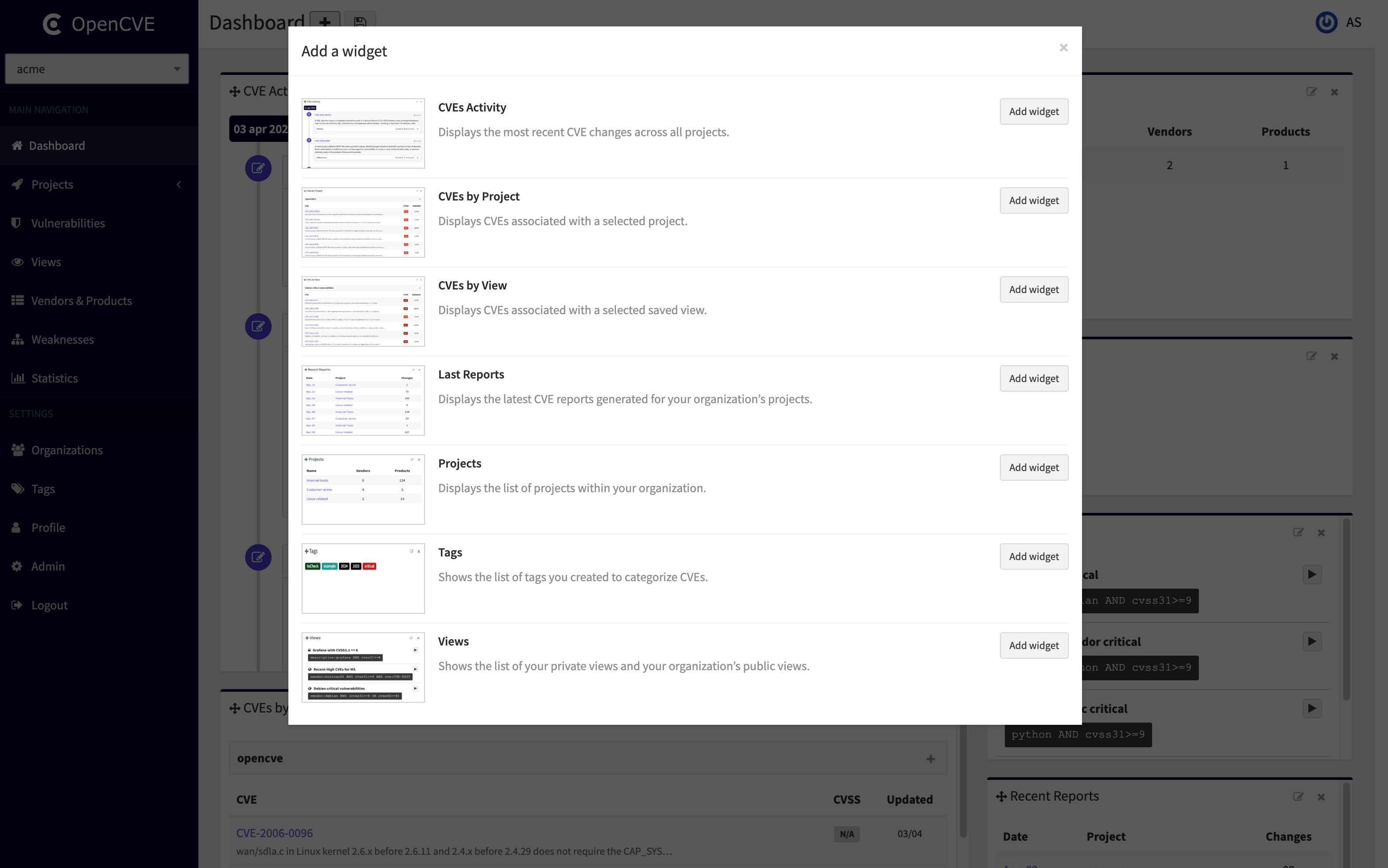 Add Widget